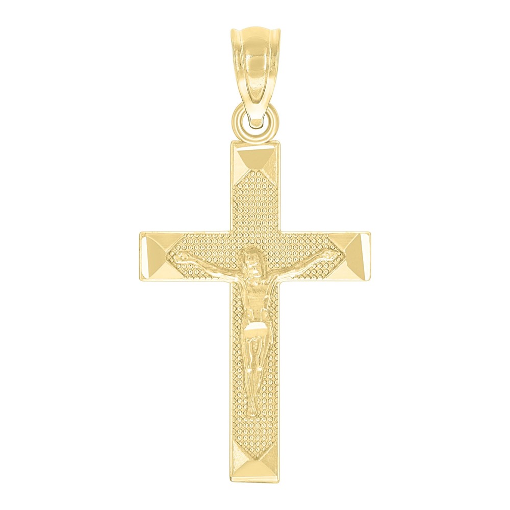 10kt 10k Yellow Gold Unisex Textured Crucifix Cross Religious Charm Pendant